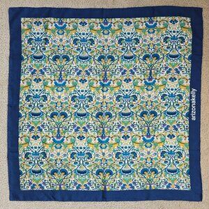 Liberty Silk Scarf Blue & Yellow Hand Rolled
